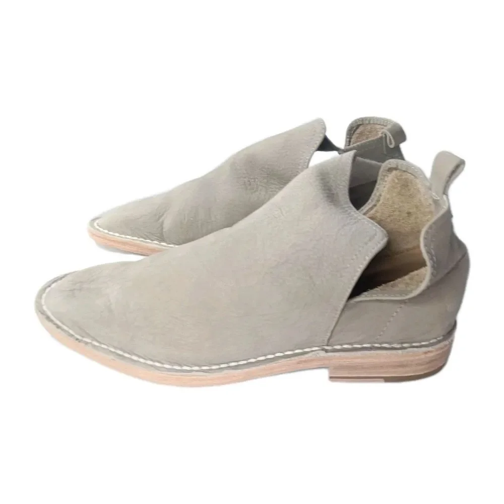 Custom Made Leather Ankle Boots Men Sz 10 Shoes Gray Cut Out Design